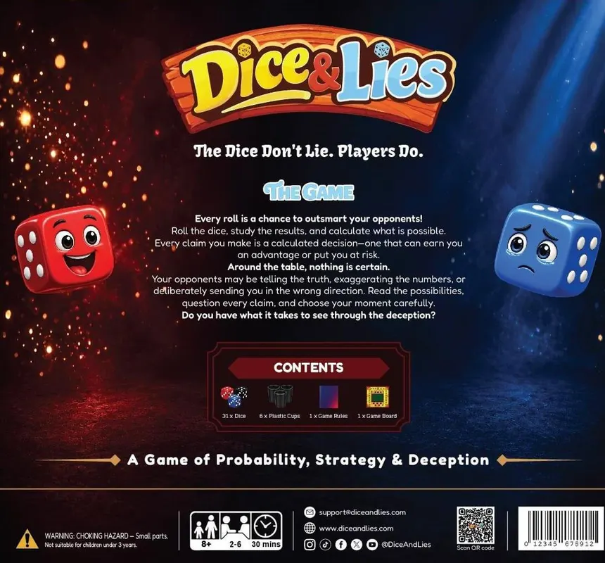 Dice & Lies game box, back