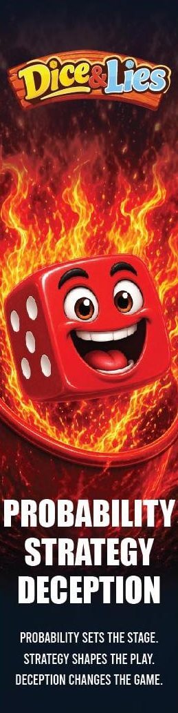 Dice & Lies game box, left side